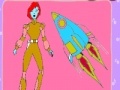 Игра Space Woman and rocket coloring