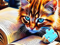 Игра Jigsaw Puzzle: Cat Reading